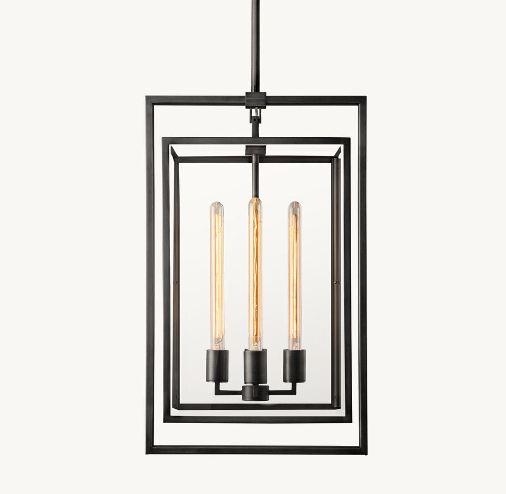 Clear Glass Box Lantern Pendant