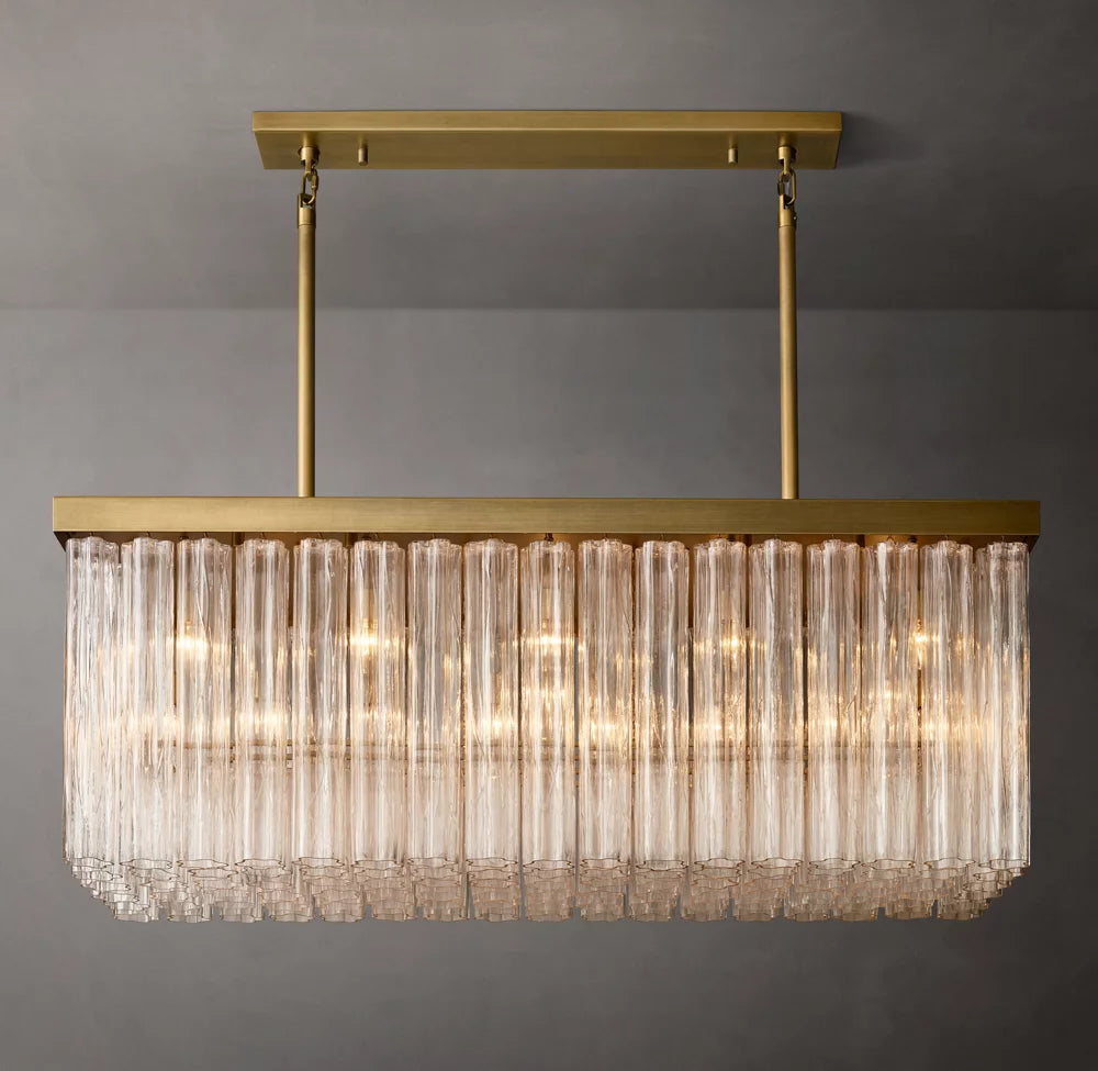 Clear Glass Cascade Island Chandelier