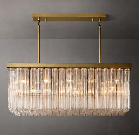 Clear Glass Cascade Island Chandelier