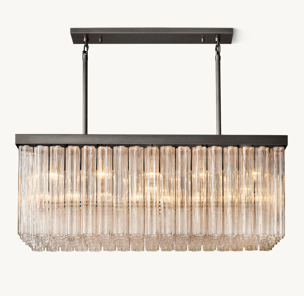 Clear Glass Cascade Island Chandelier