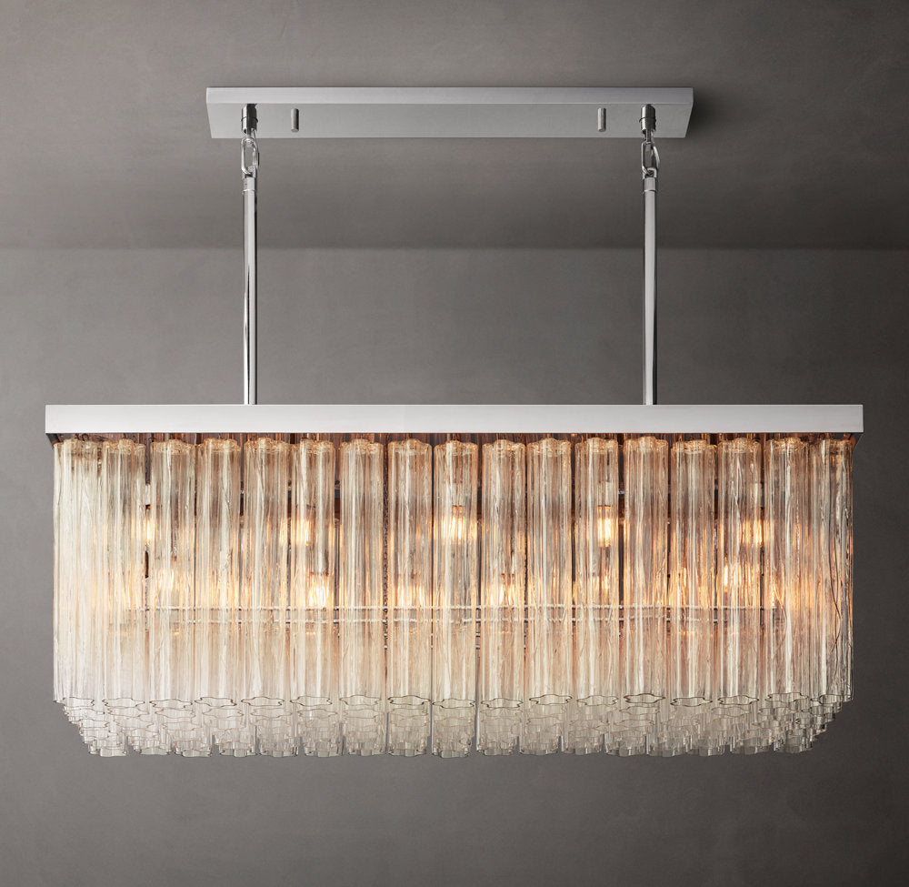Clear Glass Cascade Island Chandelier