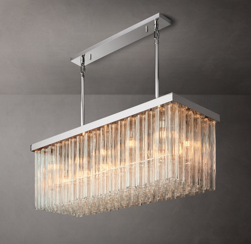 Clear Glass Cascade Island Chandelier