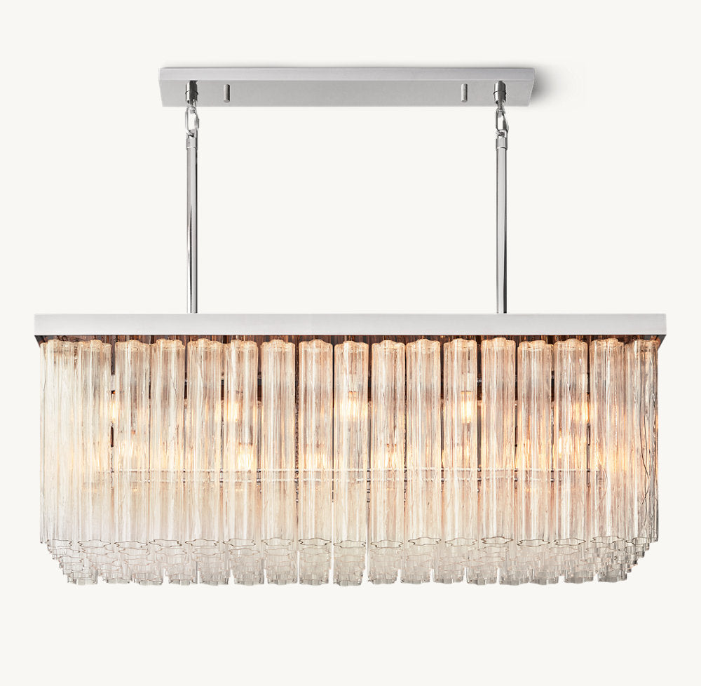 Clear Glass Cascade Island Chandelier