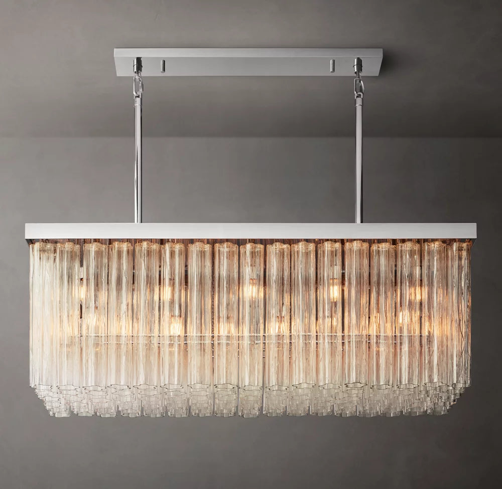 Clear Glass Cascade Island Chandelier