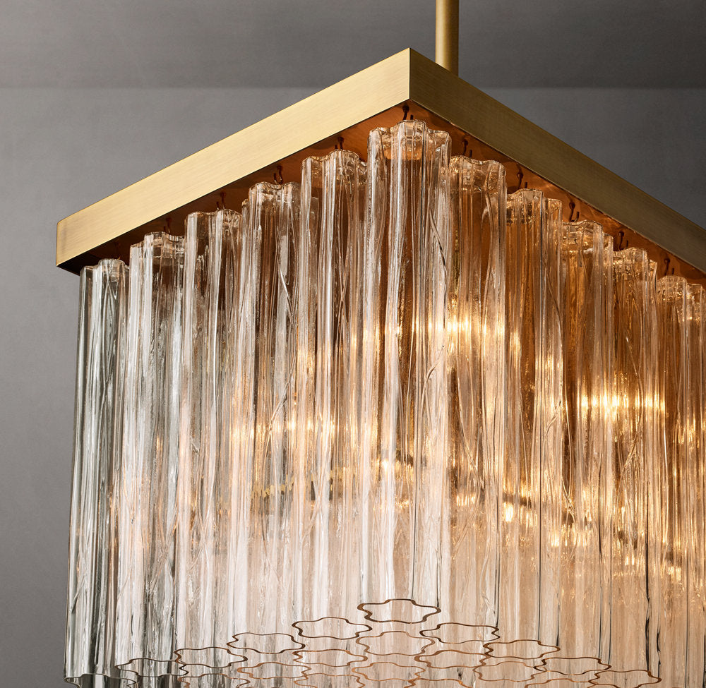 Clear Glass Cascade Island Chandelier