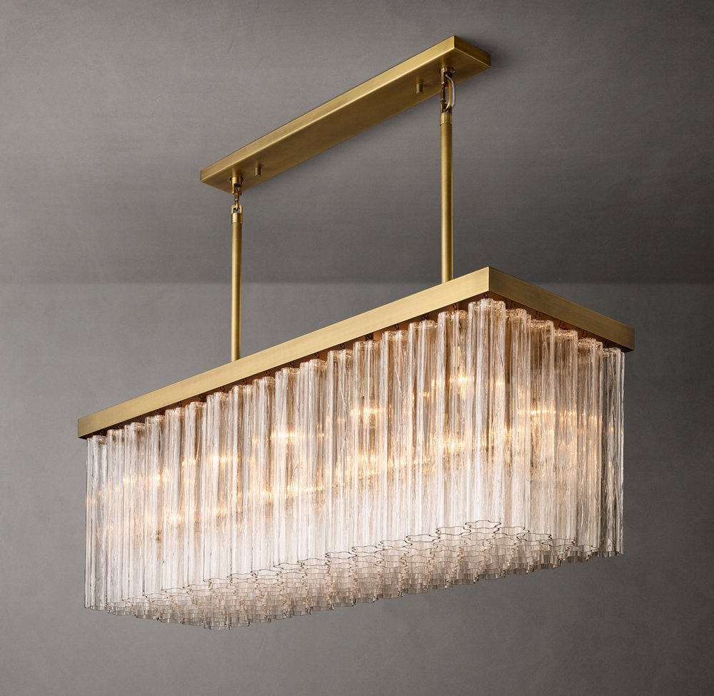 Clear Glass Cascade Island Chandelier