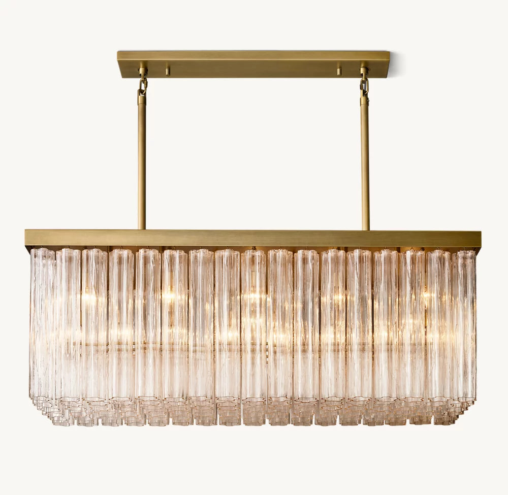 Clear Glass Cascade Island Chandelier