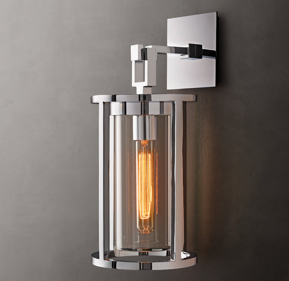 Clear Glass Dual-Shade Outdoor Sconce