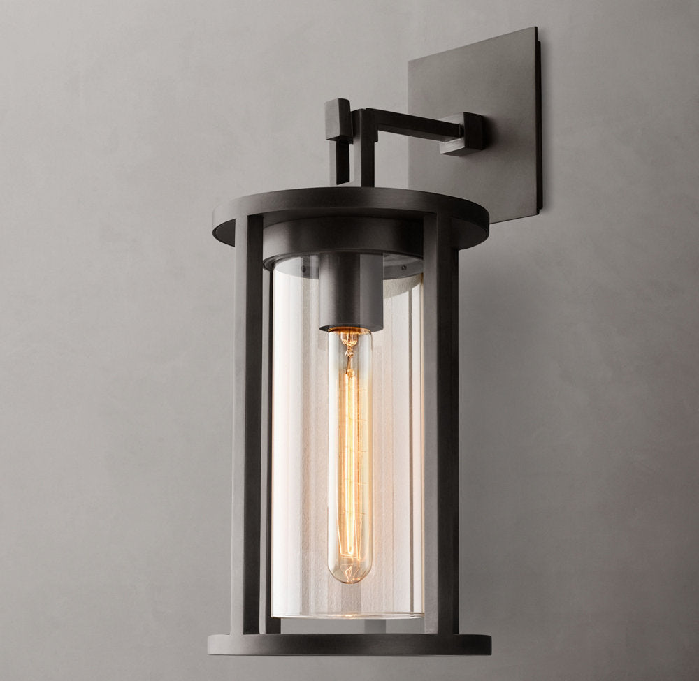 Clear Glass Dual-Shade Outdoor Sconce