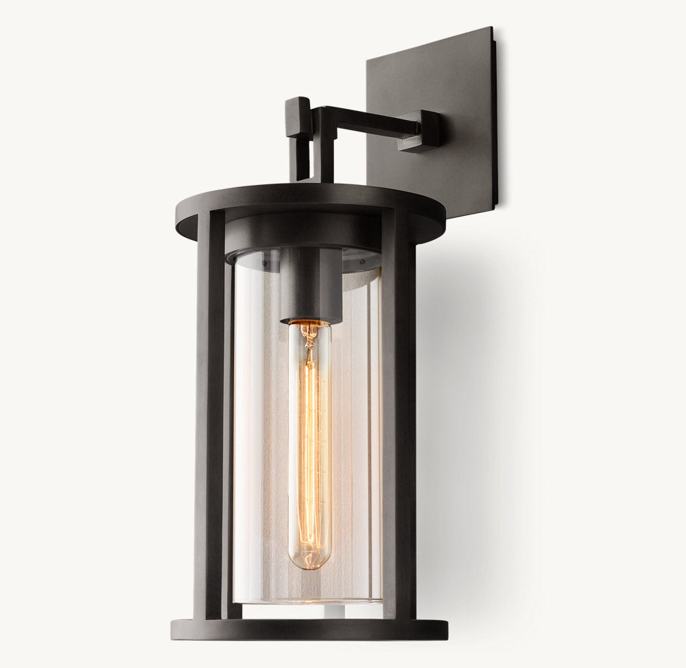 Clear Glass Dual-Shade Outdoor Sconce