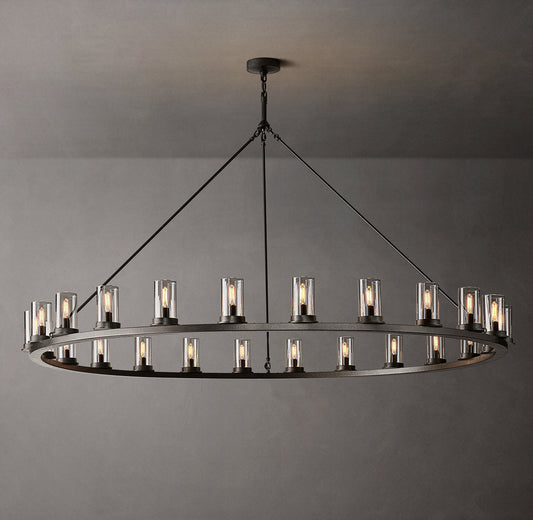 Clear Glass Fire-Burnished Ring Chandelier