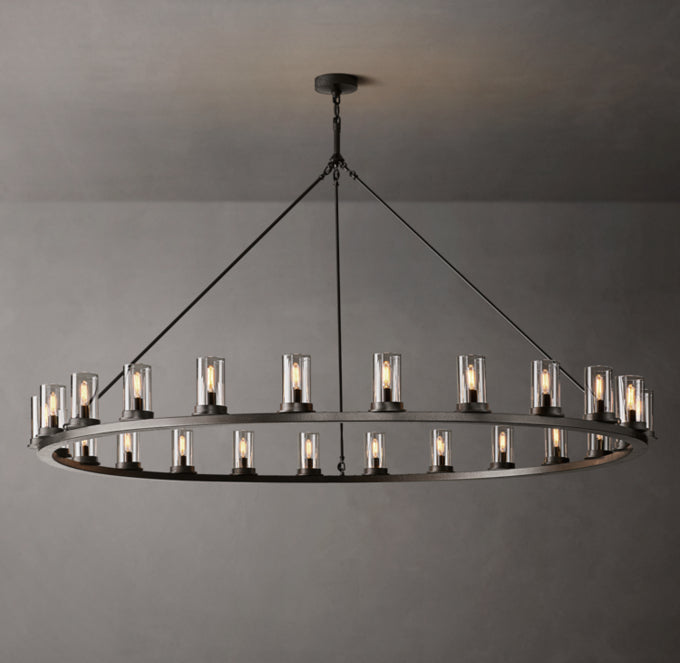 Clear Glass Fire-Burnished Ring Chandelier