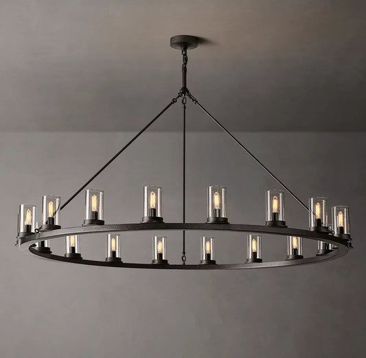 Clear Glass Forged Halo Chandelier