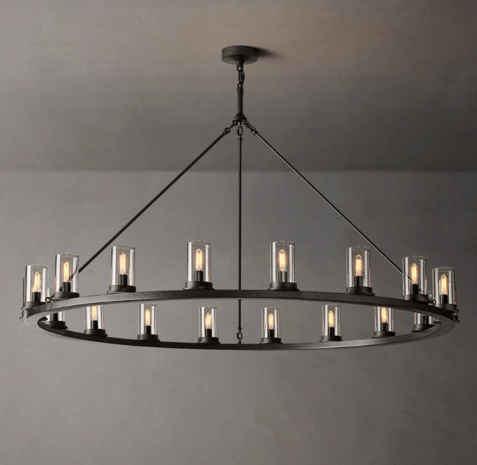 Clear Glass Forged Halo Chandelier