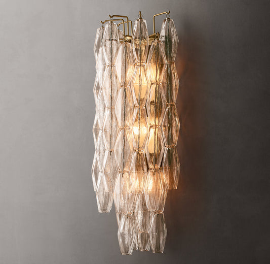 Clear Polyhedron Glass Grand Sconce