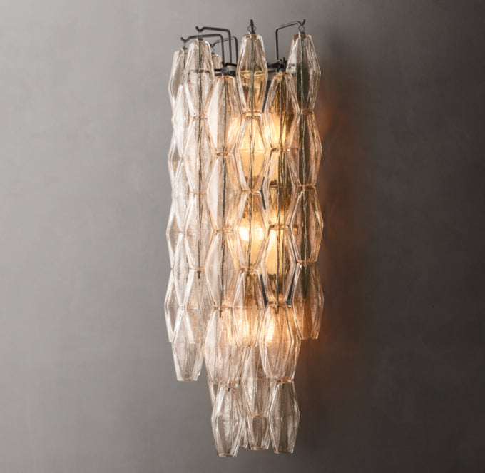 Clear Polyhedron Glass Grand Sconce
