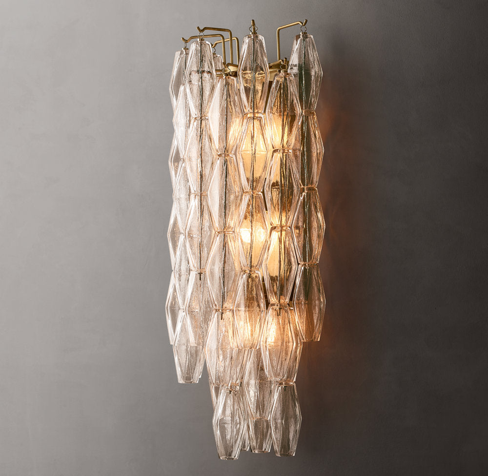 Clear Polyhedron Glass Grand Sconce