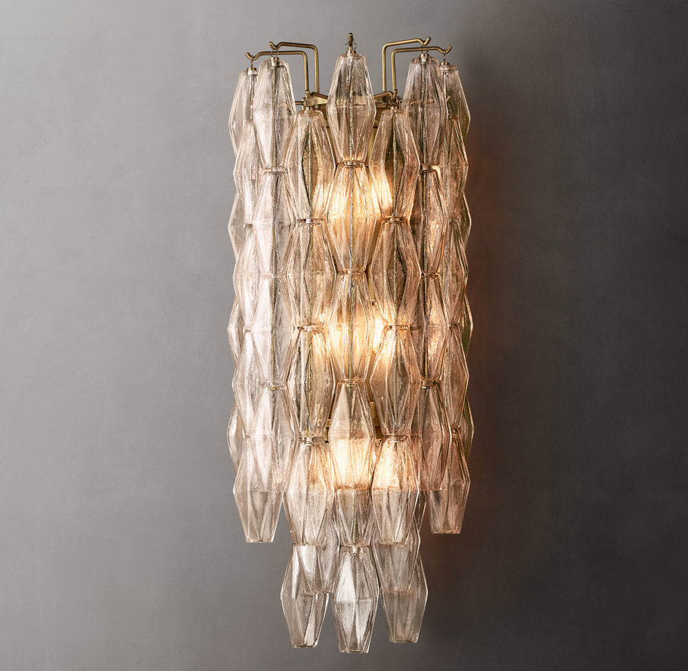 Clear Polyhedron Glass Grand Sconce