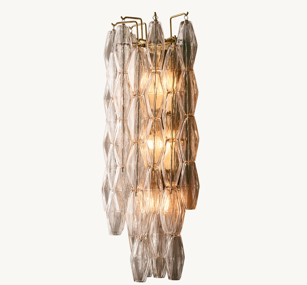 Clear Polyhedron Glass Grand Sconce