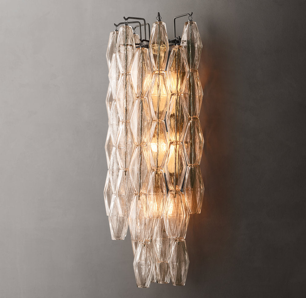 Clear Polyhedron Glass Grand Sconce
