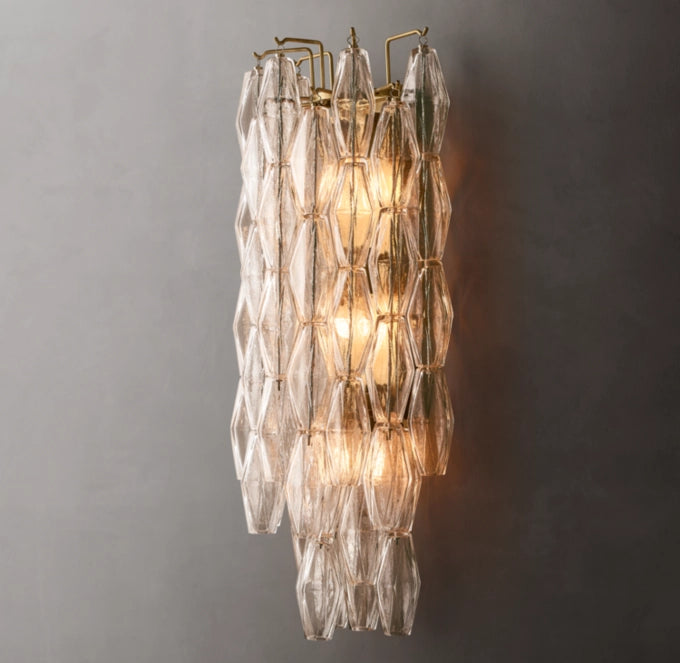 Clear Polyhedron Glass Grand Sconce