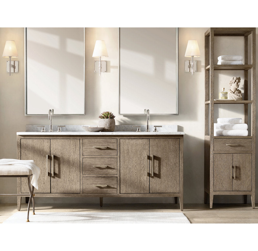 Clear Tapered Glass Brass Sconce
