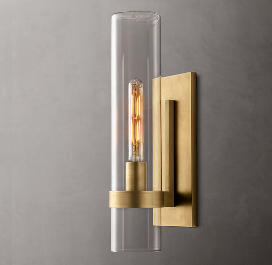 Closed Blown Glass Outdoor Column Sconce