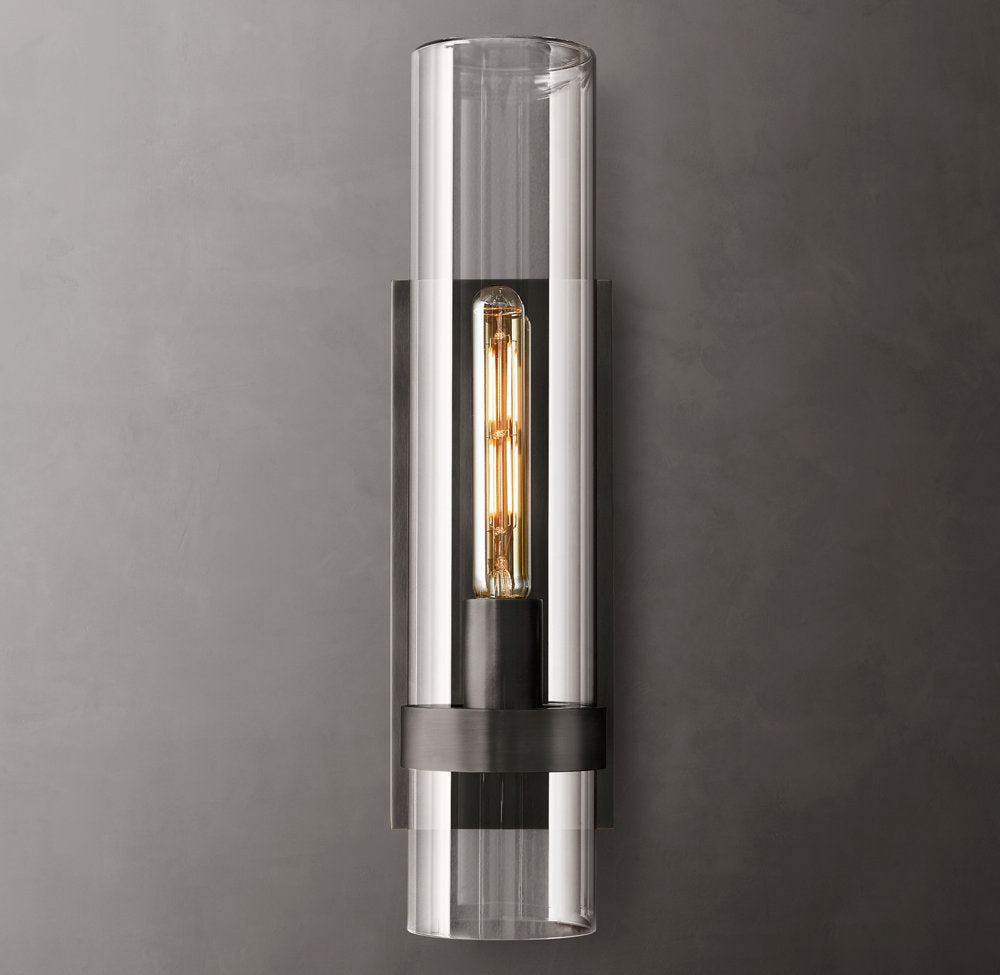 Closed Blown Glass Outdoor Column Sconce