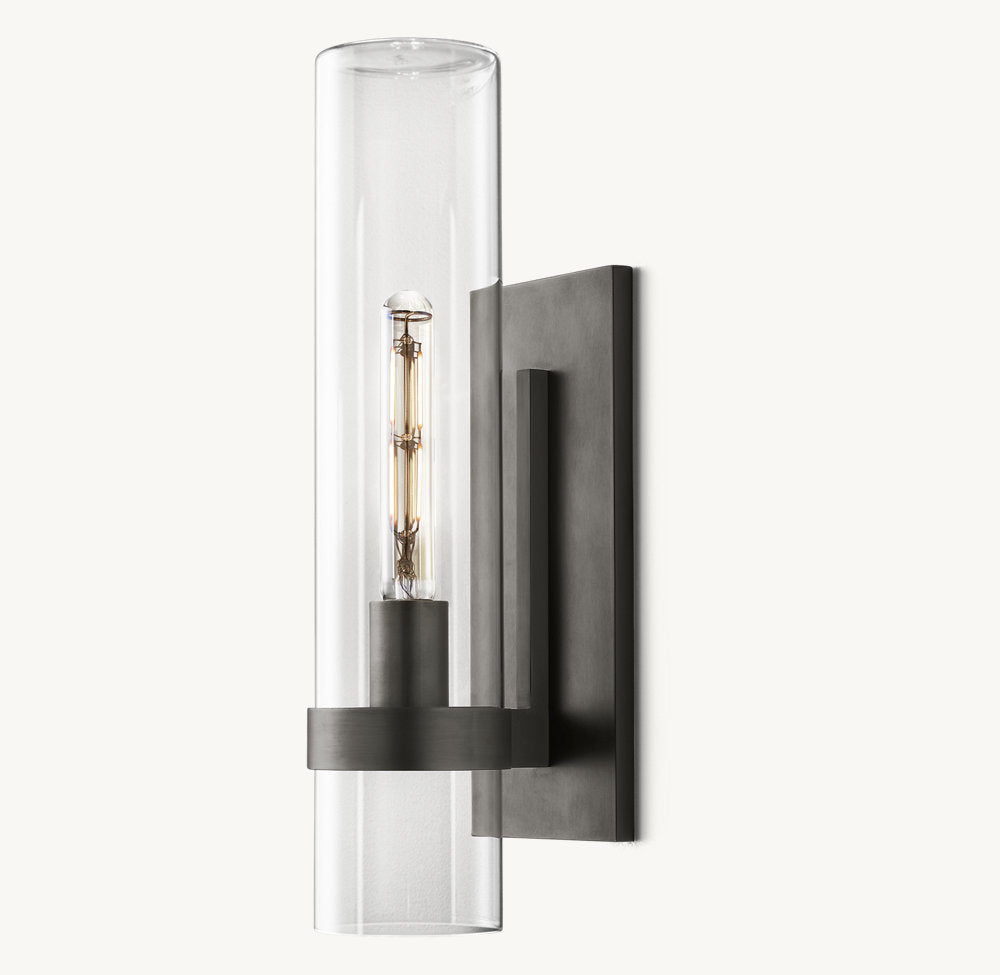 Closed Blown Glass Outdoor Column Sconce