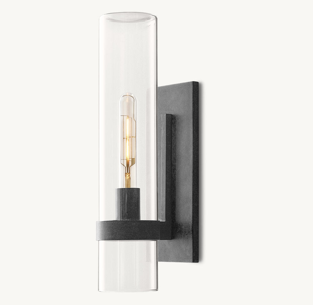 Closed Blown Glass Outdoor Column Sconce