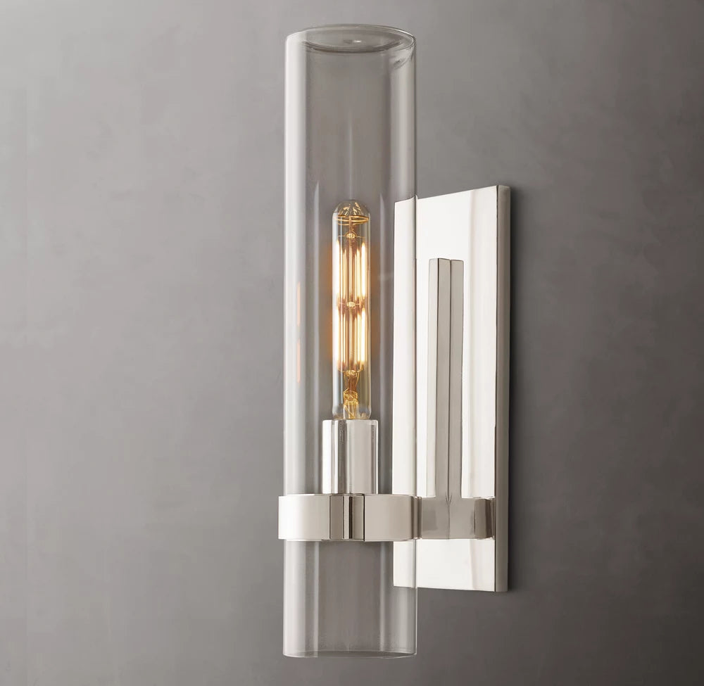 Closed Blown Glass Outdoor Column Sconce