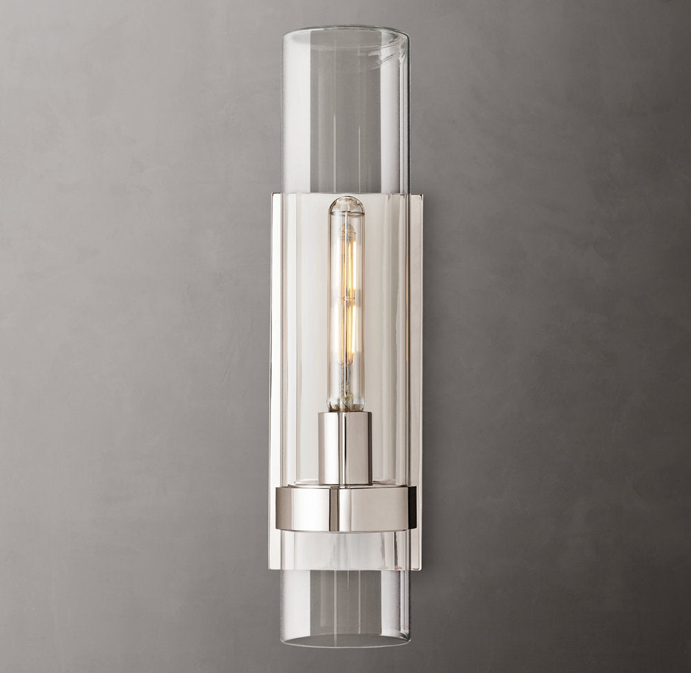 Closed Blown Glass Outdoor Column Sconce