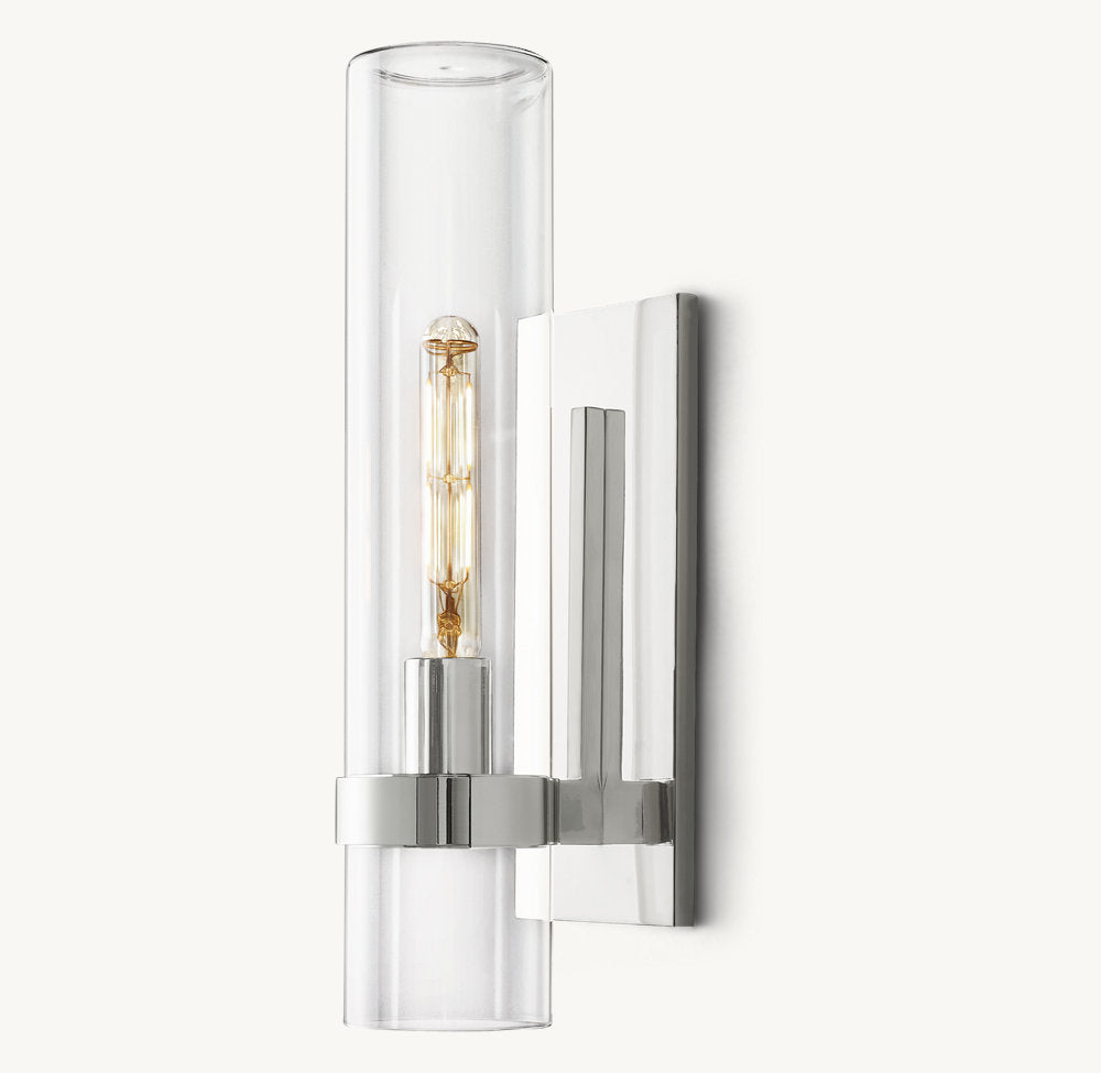 Closed Blown Glass Outdoor Column Sconce