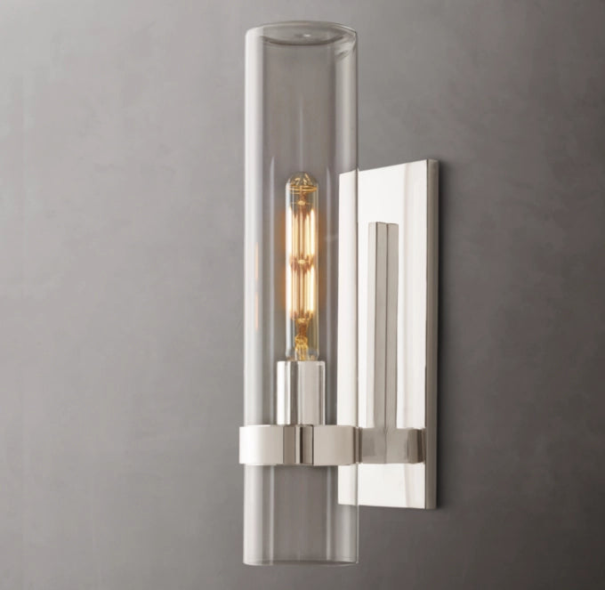 Closed Blown Glass Outdoor Column Sconce
