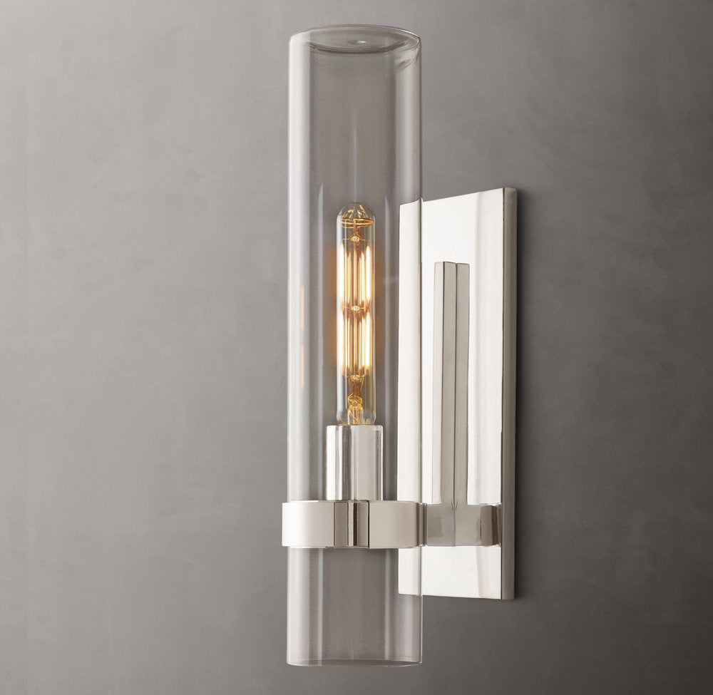 Closed Blown Glass Outdoor Column Sconce