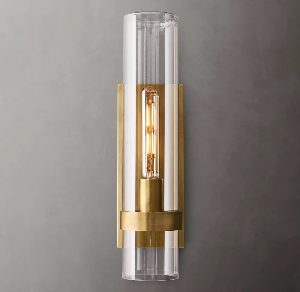 Closed Blown Glass Outdoor Column Sconce