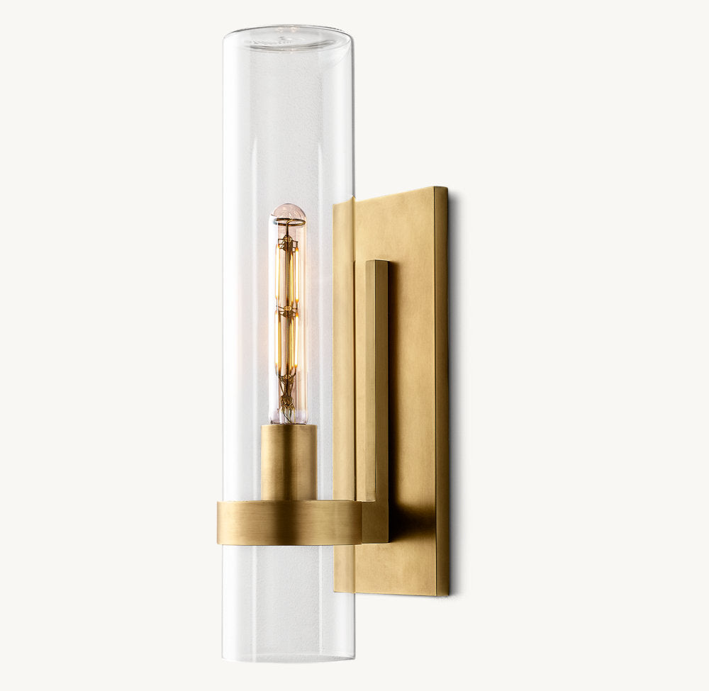 Closed Blown Glass Outdoor Column Sconce