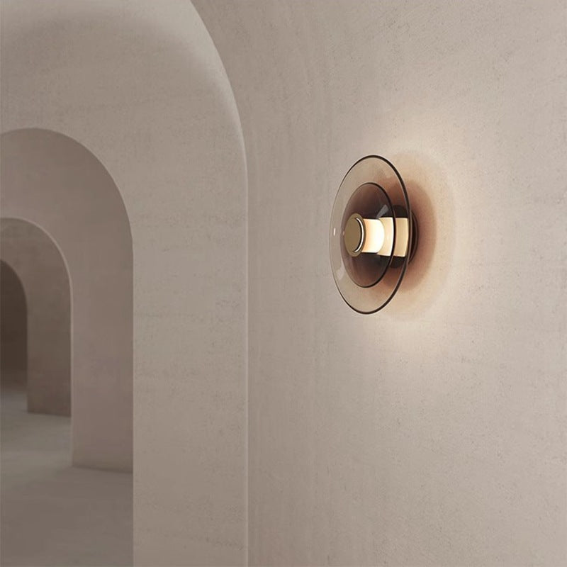Cognac Glass Metal Wall Light / Warm Light / 30CM Cognac Colors