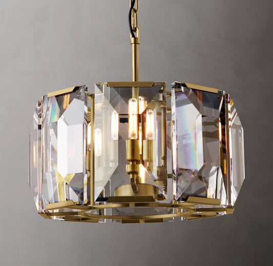 Compact Rectangular Crystal Ring Chandelier