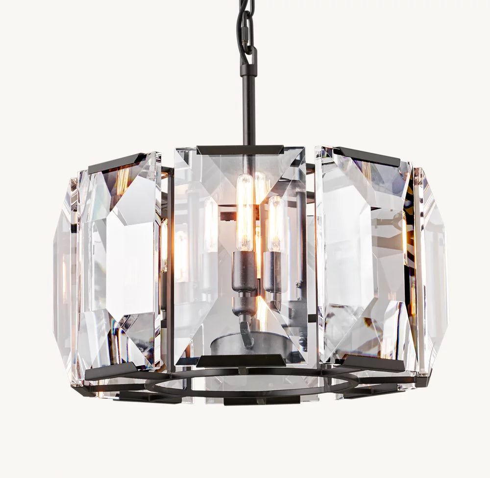 Compact Rectangular Crystal Ring Chandelier