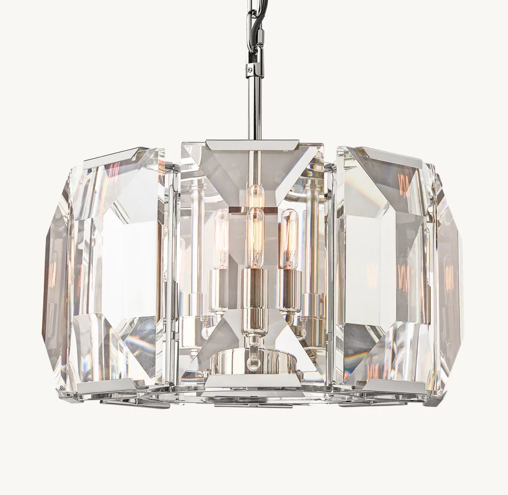 Compact Rectangular Crystal Ring Chandelier