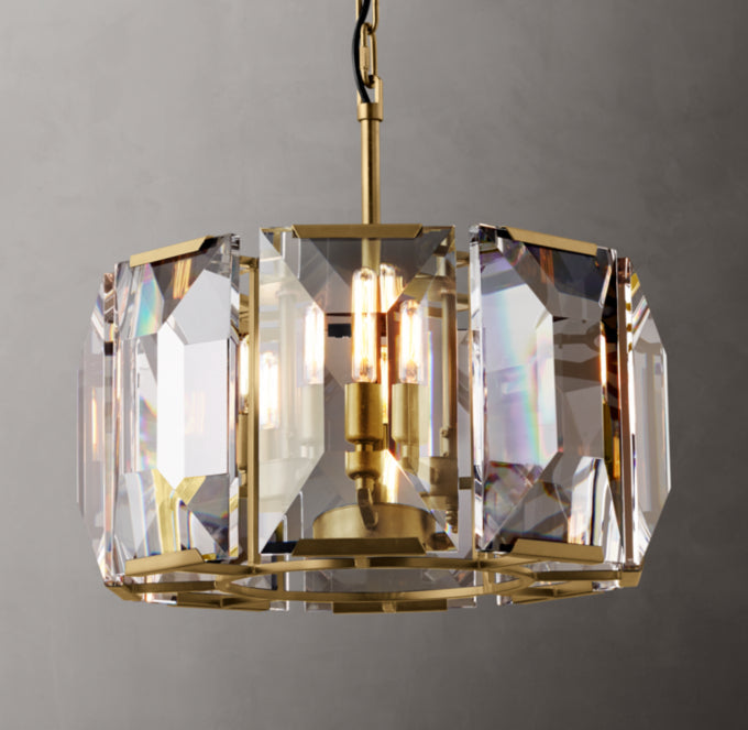 Compact Rectangular Crystal Ring Chandelier