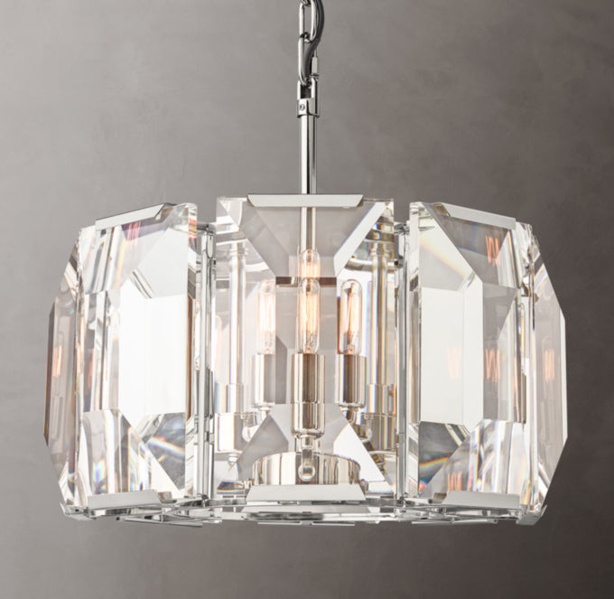 Compact Rectangular Crystal Ring Chandelier