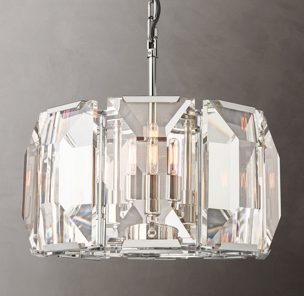 Compact Rectangular Crystal Ring Chandelier