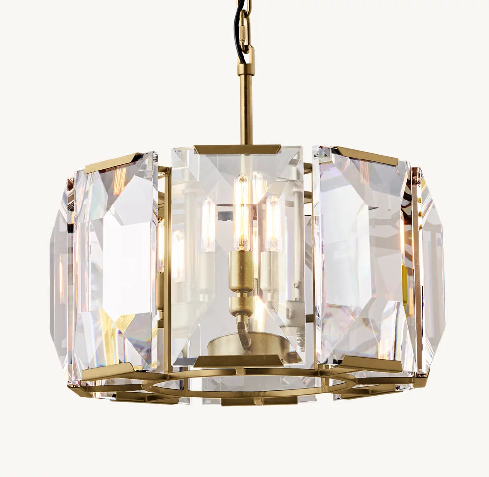 Compact Rectangular Crystal Ring Chandelier