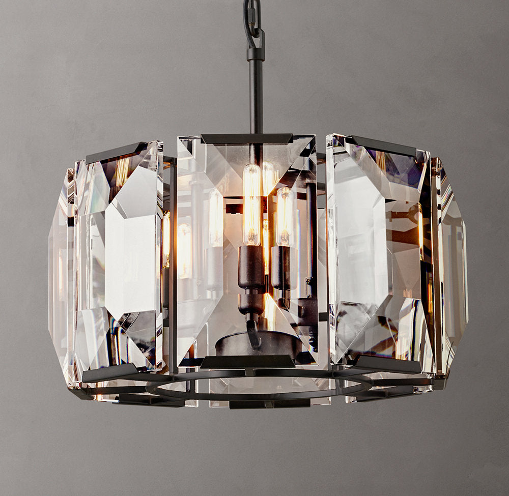Compact Rectangular Crystal Ring Chandelier