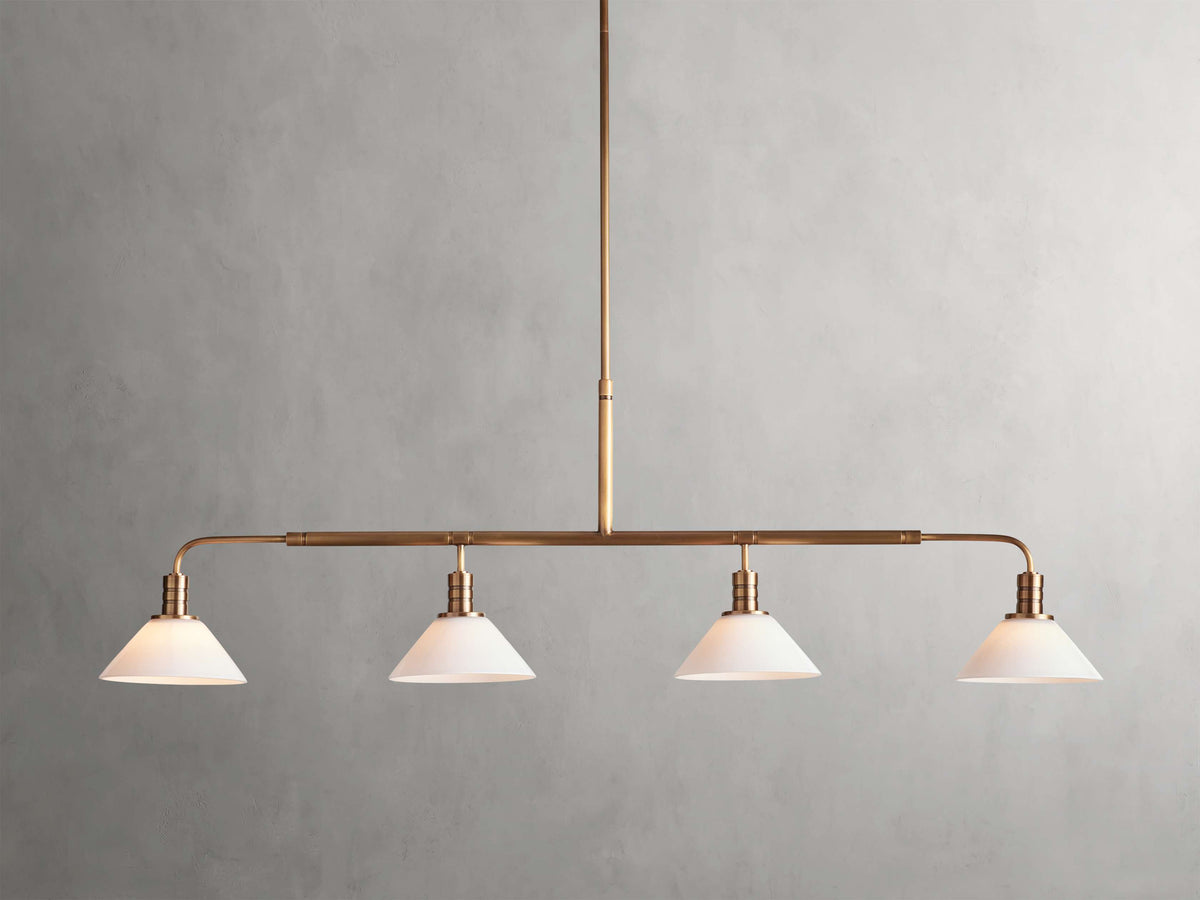 Conical Glass Industrial Beam Chandelier