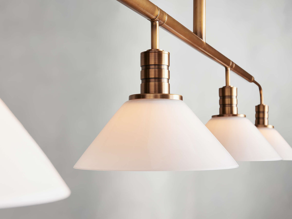 Conical Glass Industrial Beam Chandelier