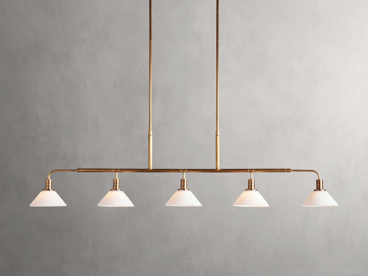 Conical Glass Industrial Beam Chandelier