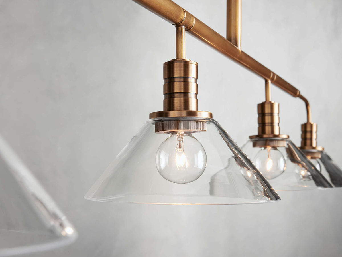 Conical Glass Industrial Beam Chandelier